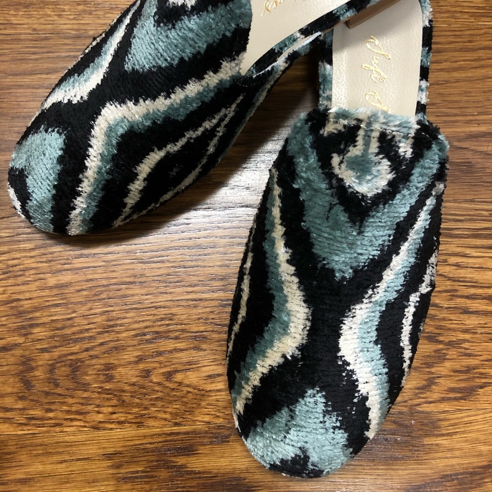 Handmade Ikat Silk Velvet Mule Shoes euro size 38
